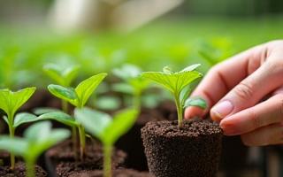 Seedlings growing in an eco-friendly soil pot